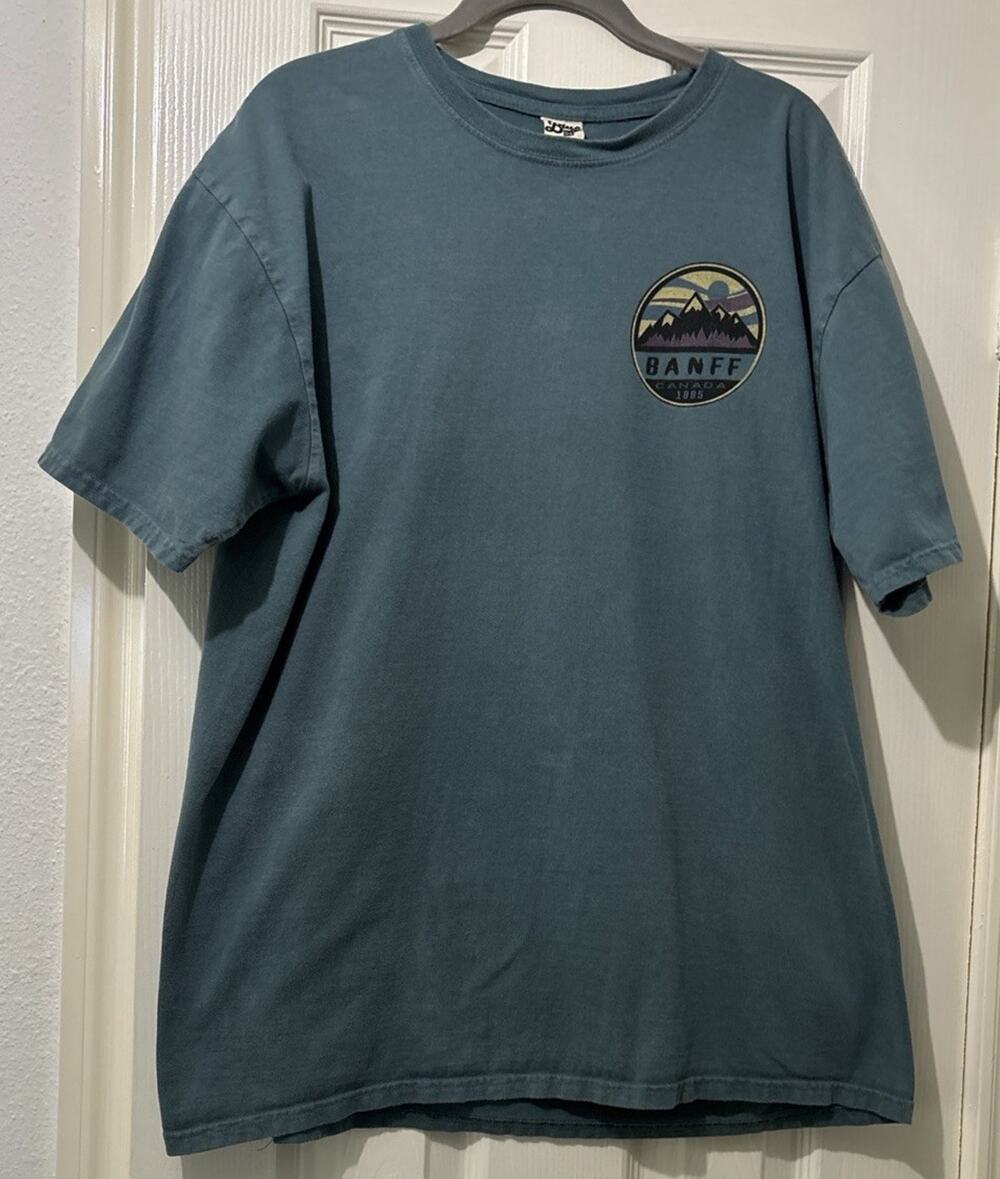 Blue 84 Banff National Park Canada T Shirt Mens L Slate Blue Mountain Graphic
